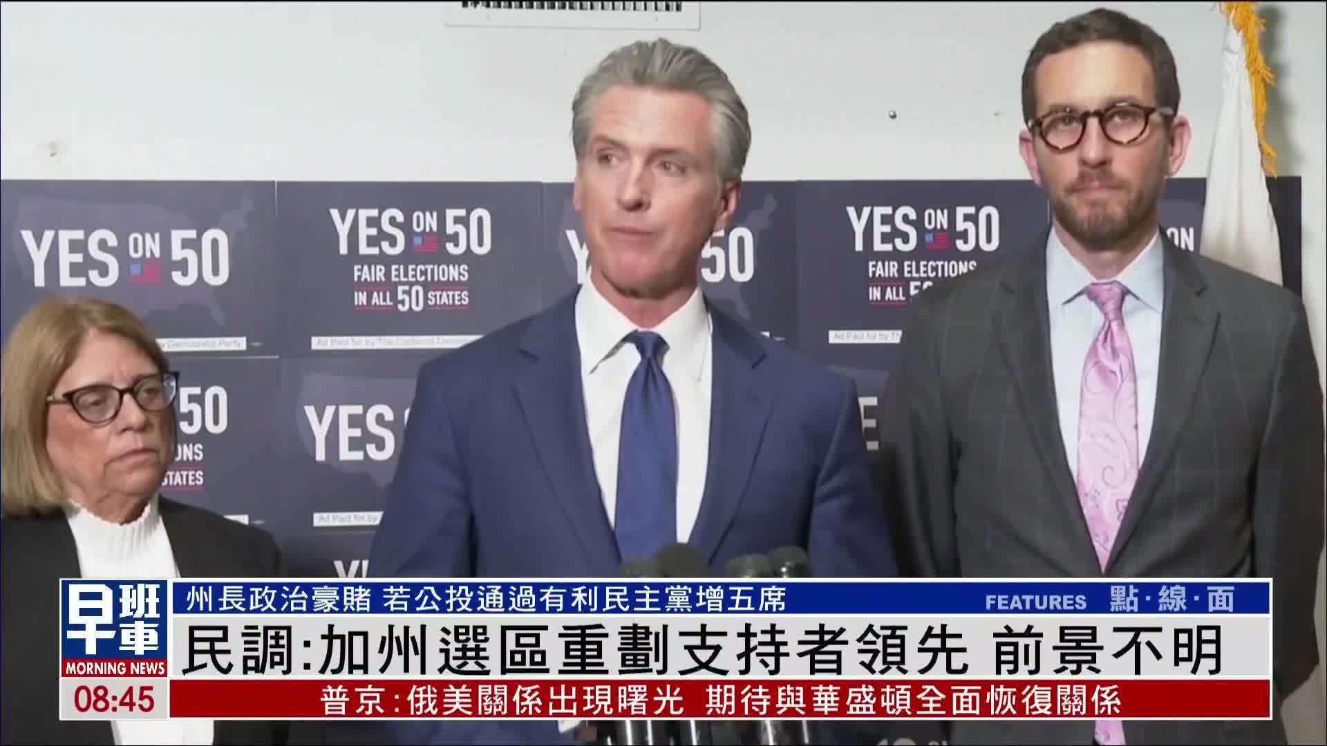 民调：美国加州选区重划支持者领先 前景不明