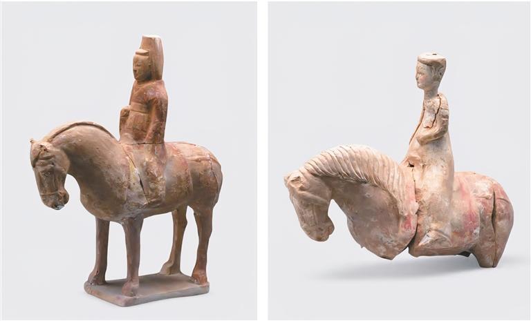 段文振墓出土的俑（资料照片）。 陕西省考古研究院供图