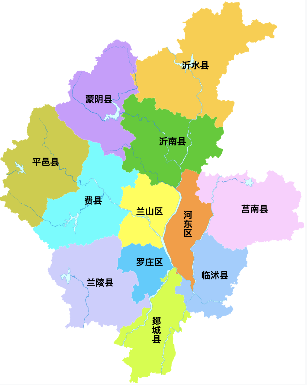 △临沂行政区划。图/@维基百科