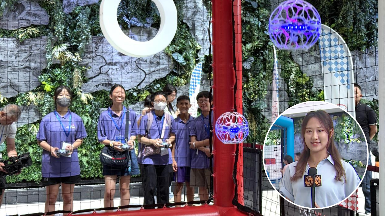 低空经济赋能体育！无人机足球亮相香港西九龙高铁站 市民体验全运会新兴项目魅力