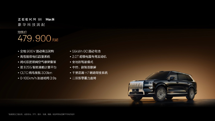 极氪9X开放预订：47.99万元起，全系标配浩瀚AI数字底盘