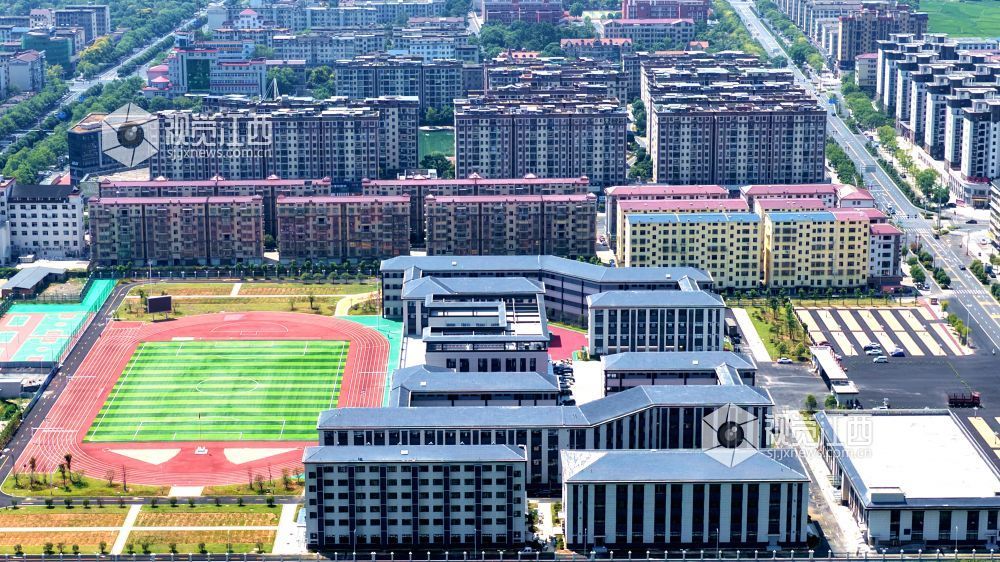 2025年8月26日，航拍即將在秋季開學投入使用的江西省吉安市峽江縣城北學校。