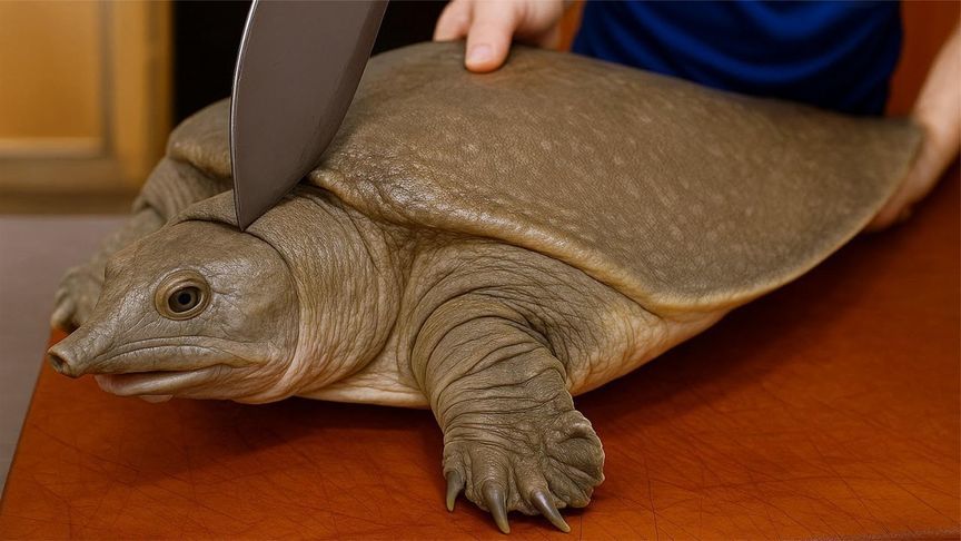 看日本大厨怎么吃老鳖？刀法如有神，就这还能吃刺身