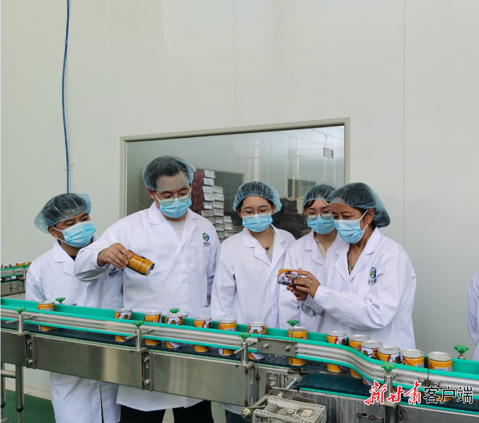 专家团队在生产车间查看产品