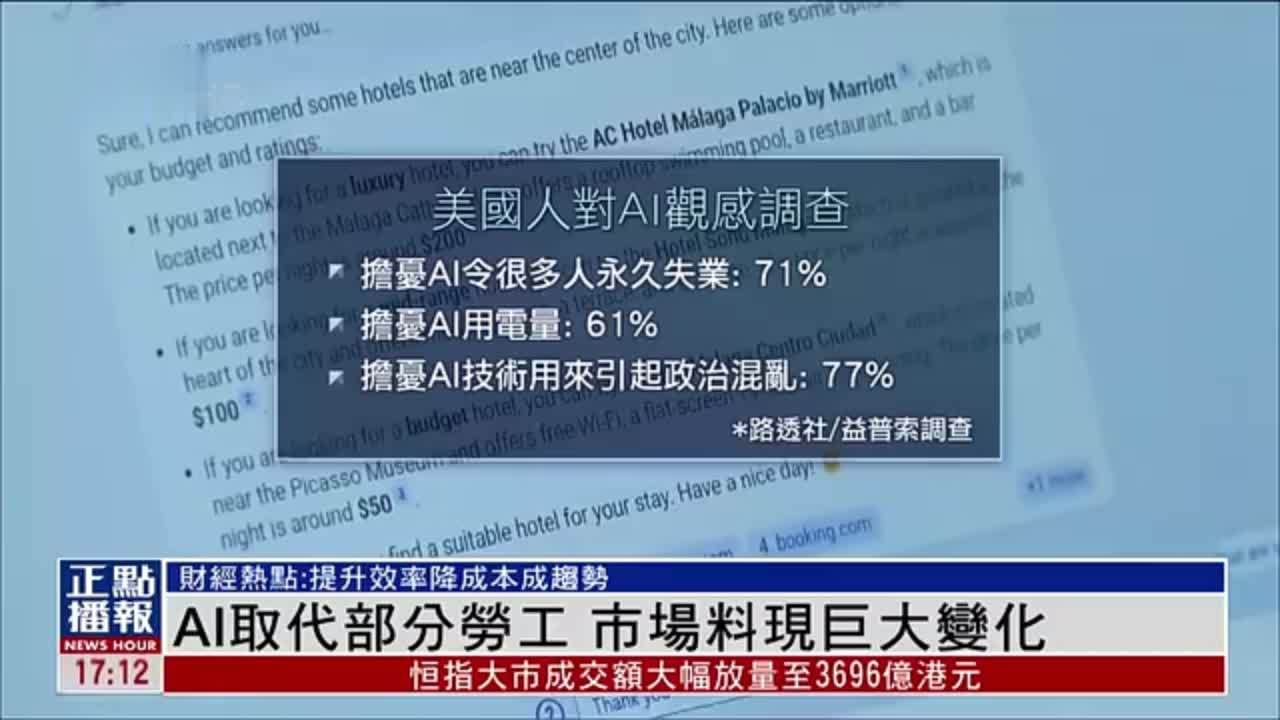 财经热点｜AI取代部分劳工 市场料现巨大变化