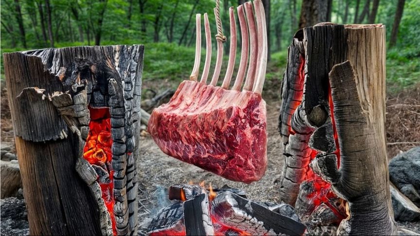 香料牛羊肉直火狂烤，原始粗犷的篝火盛宴