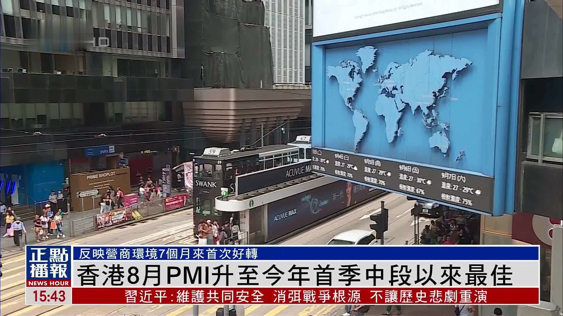 香港8月PMI升至2025年首季中段以来最佳