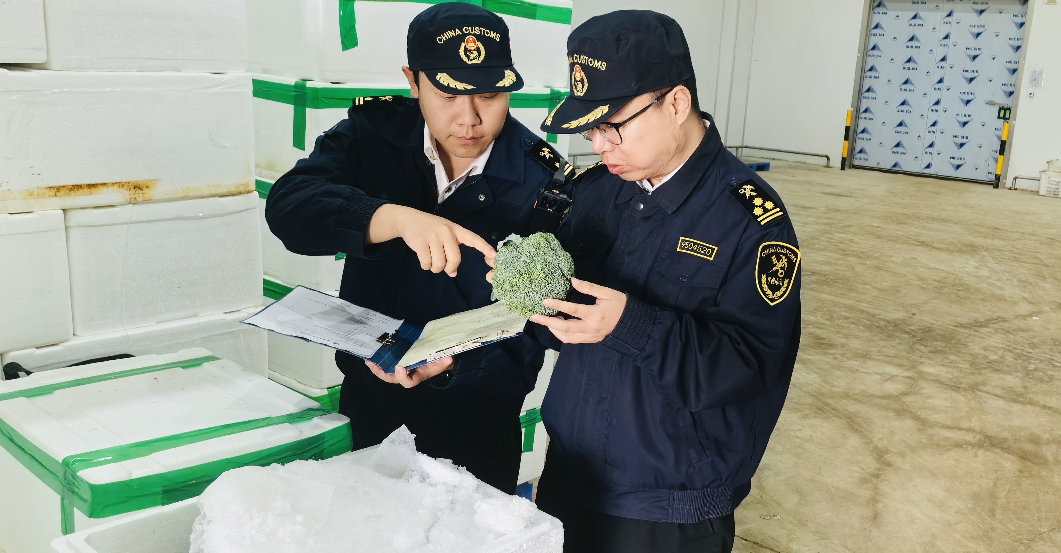 兰州海关所属酒泉海关关员对出口蔬菜开展现场查验　通讯员　张建昕　摄