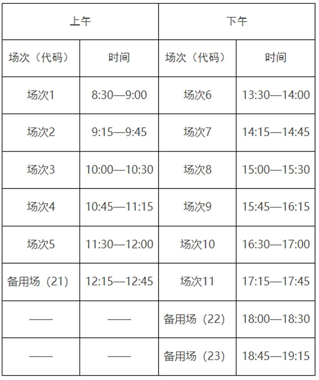 口语考试时间安排