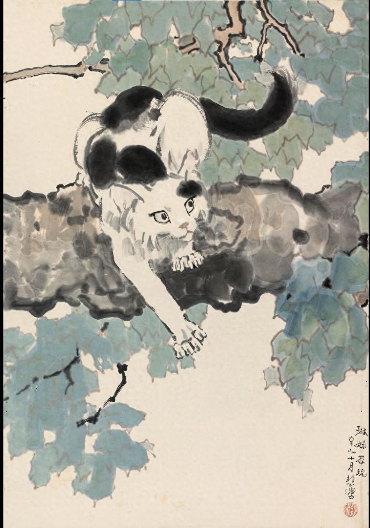 国画中的“猫中之神”，徐悲鸿画猫到底有多绝？