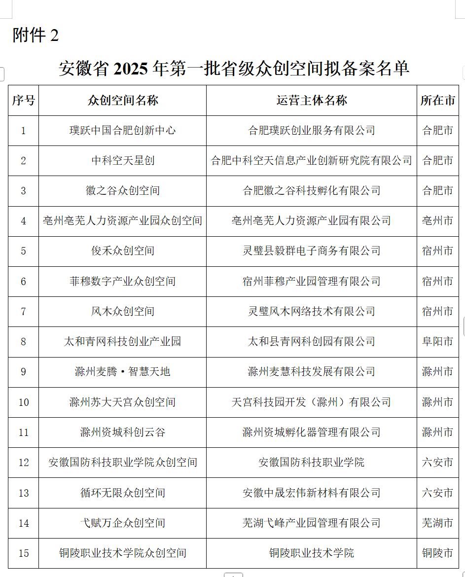 事关科技企业孵化器及众创空间！安徽省科技厅最新公示