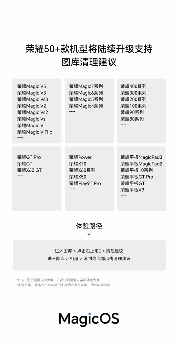 拯救手机存储空间 荣耀宣布超50款新老机型升级支持图库清理建议