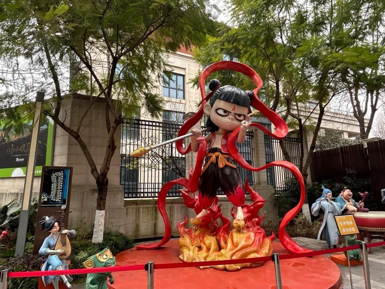 四川成都金融城旁哪吒雕塑打卡地 图源：成都发布