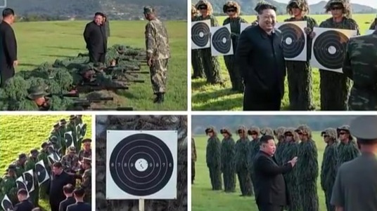 金正恩观摩狙击手部队射击比赛