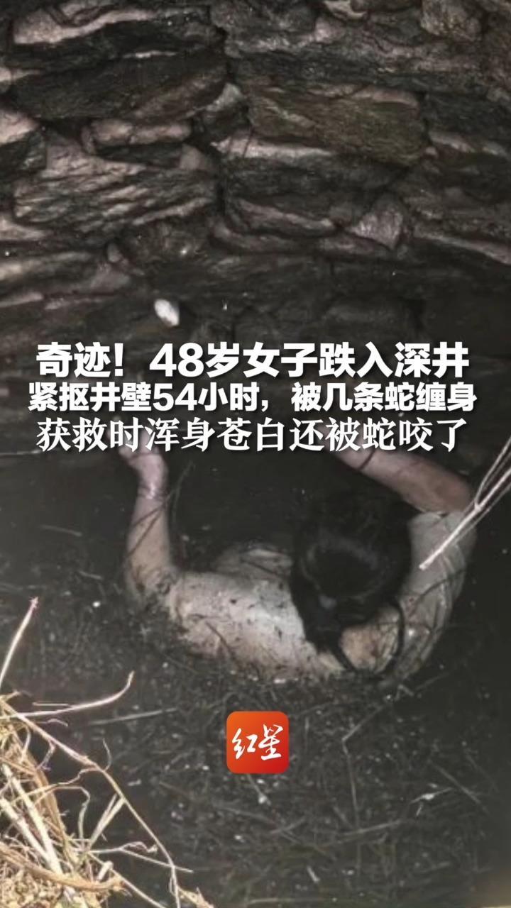 奇迹！48岁女子跌入深井 紧抠井壁54小时，被几条蛇缠身 获救时浑身苍白还被蛇咬了 “绝望时想到家人就又有动力坚持了”