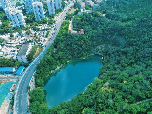 一年四季 泉在济南丨初秋胜景 济南燕翅山翠松环绕映砚池