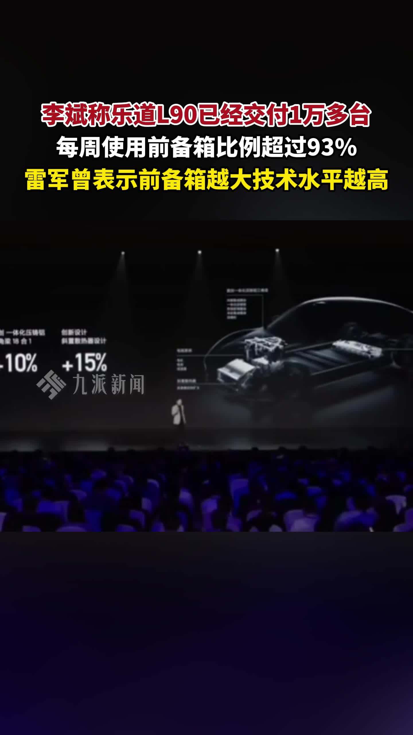 李斌称乐道L90交付1万台，L90前备箱使用超93%