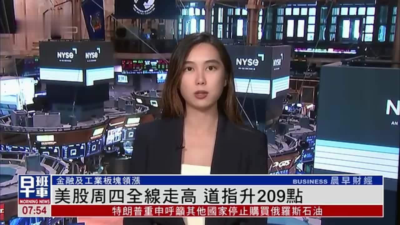 美股收盘｜美股周四全线走高 道指升209点