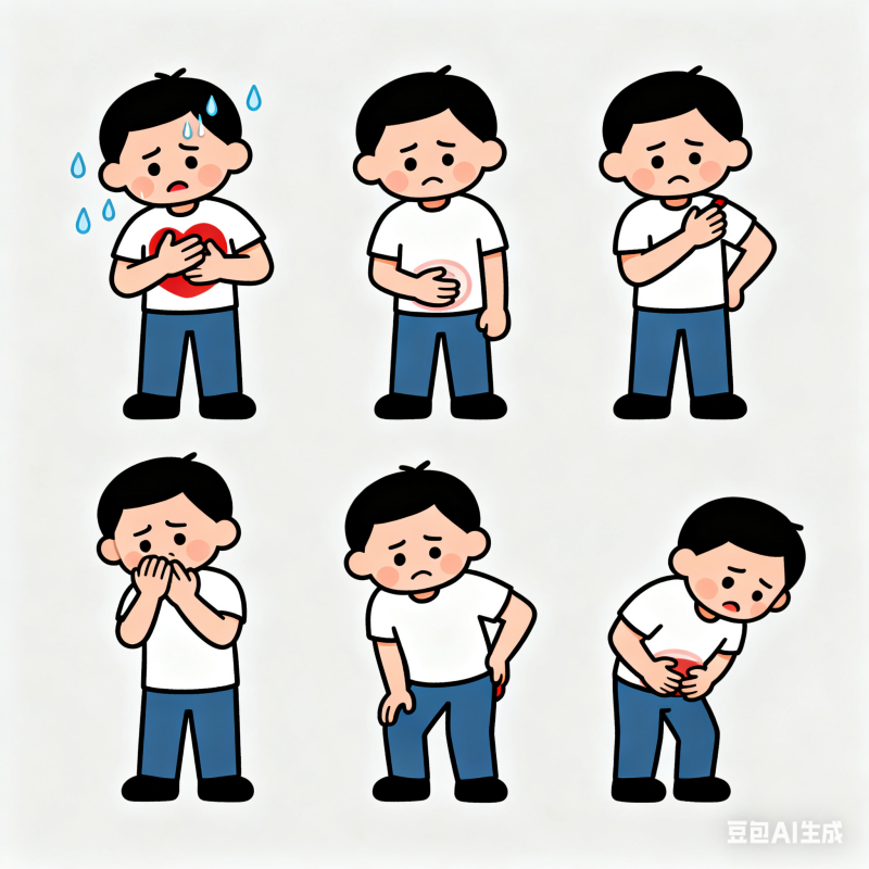 心梗症状示意图,图片由AI生成