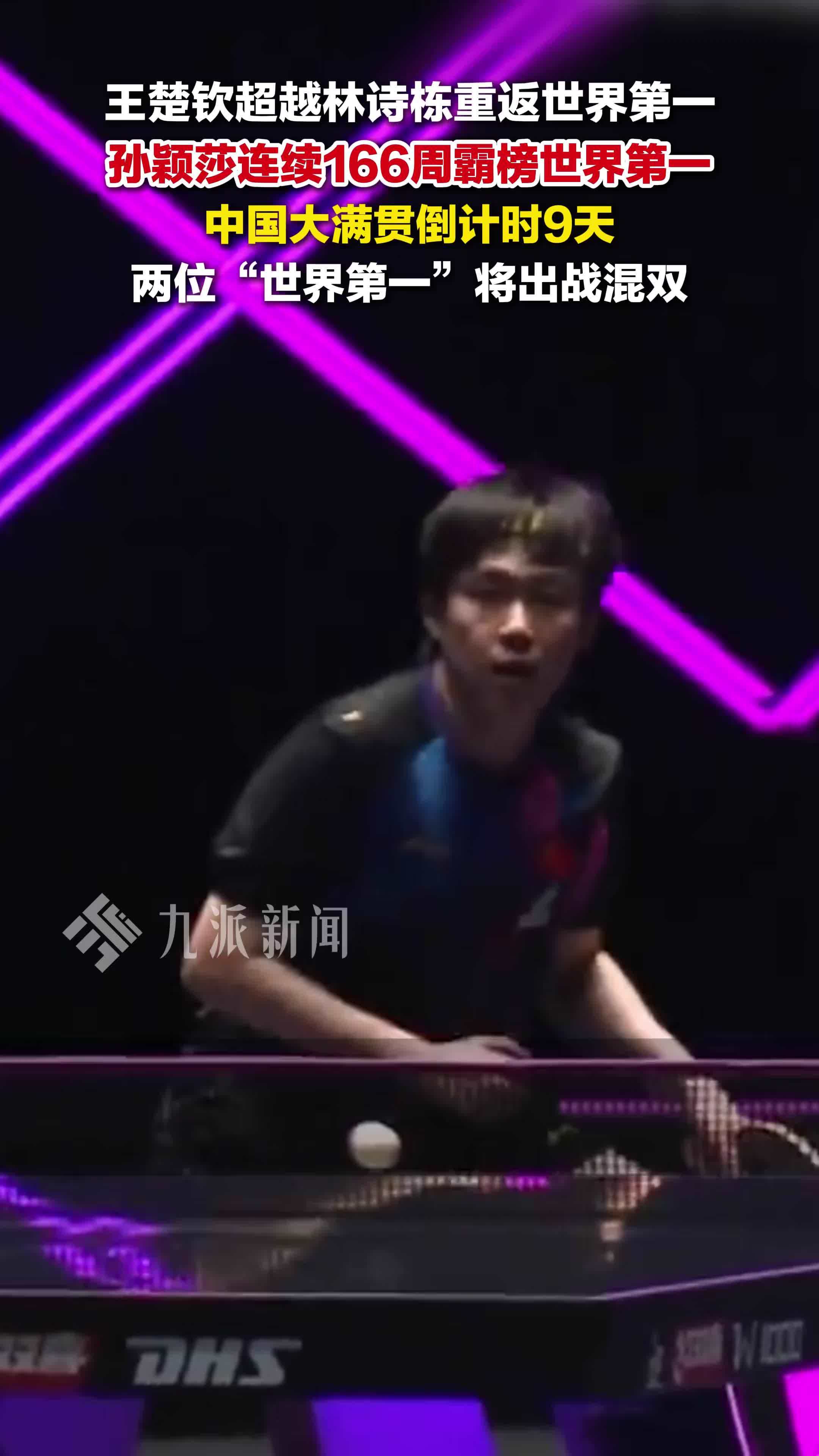 王楚钦重回世界第一，孙颖莎连续166周霸榜世界第一，二人下个赛场将并肩作战