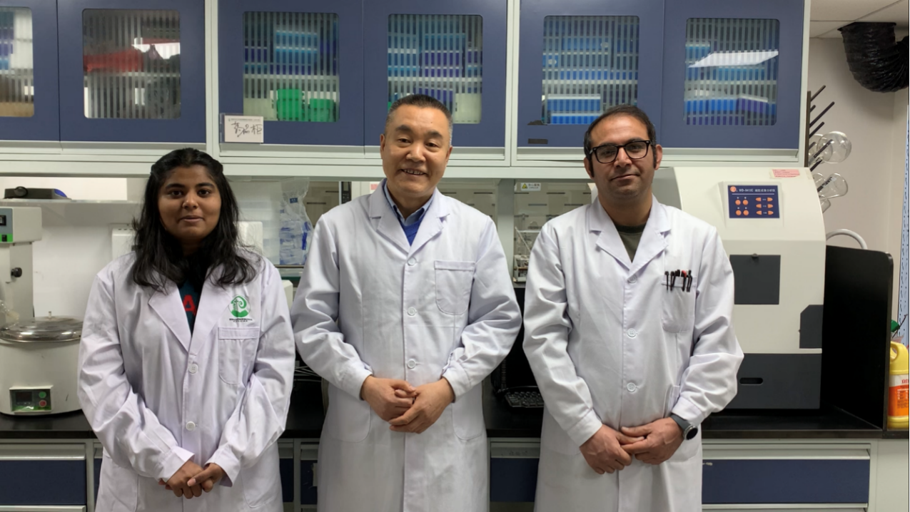 龙瑞军教授（右二）与留学生合影