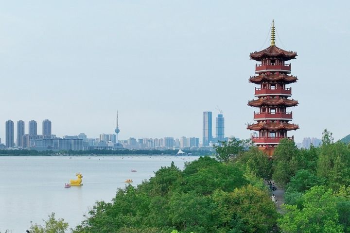 这是8月7日拍摄的徐州云龙湖景区。新华每日电讯记者毛俊 摄