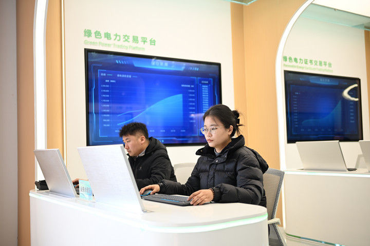 工作人员在大丰港零碳产业园碳谷管理中心办公（2024年12月21日摄）。新华社记者 季春鹏摄