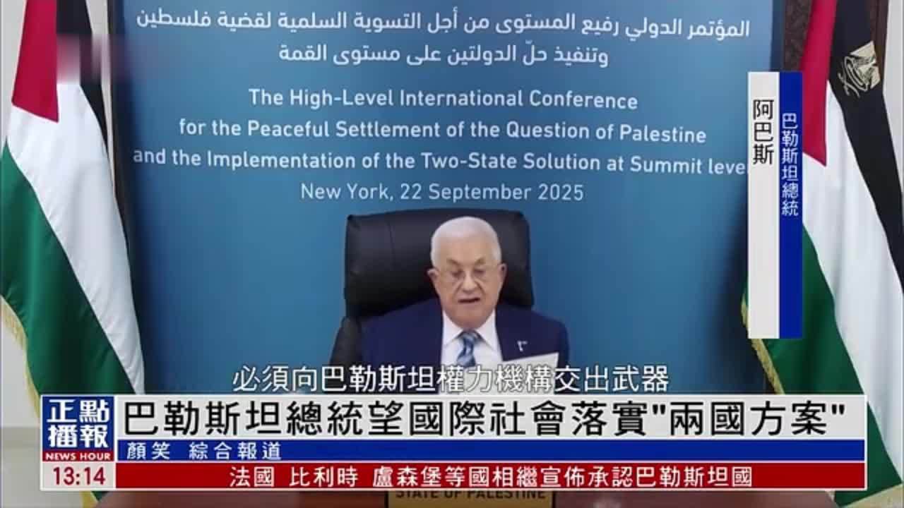 巴勒斯坦总统望国际社会落实“两国方案”