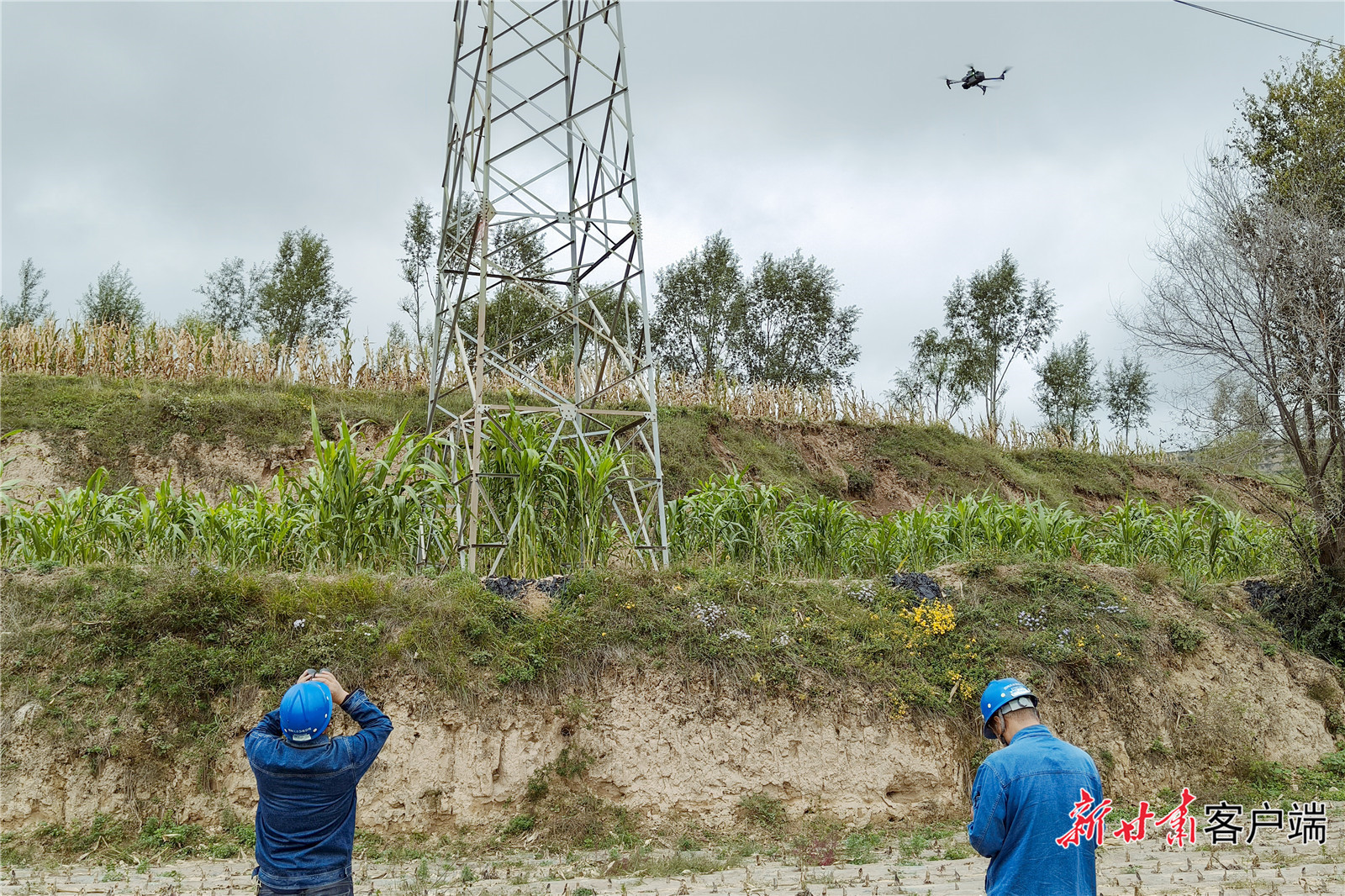 国网甘肃电力职工在巡检供电线路