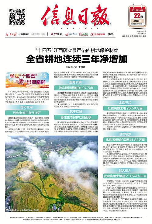 “十四五”江西落实最严格的耕地保护制度 耕地连续三年净增加