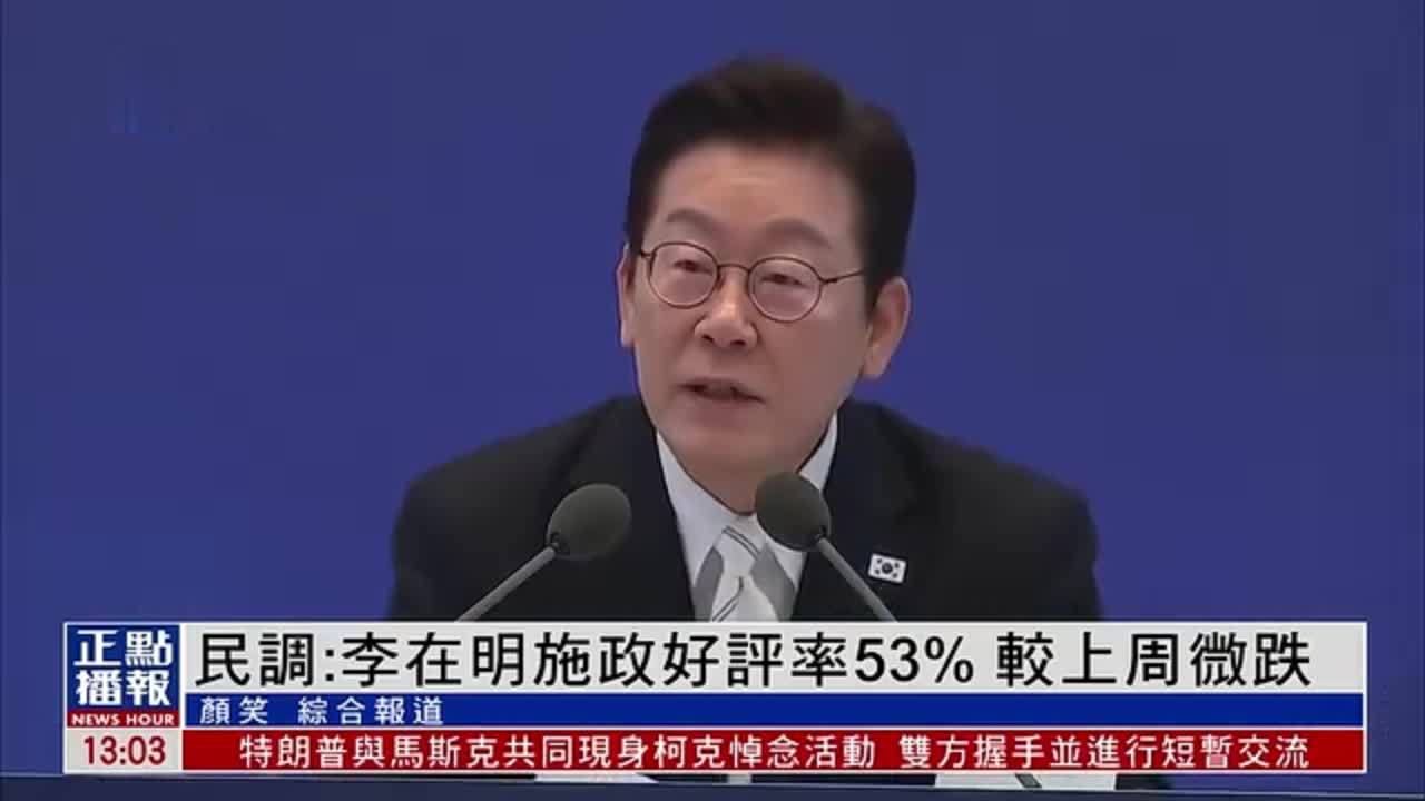 韩国民调：李在明施政好评率53% 较上周微跌