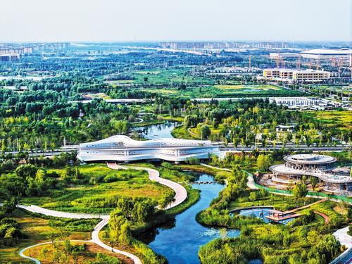 9月9日航拍的雄安新区中央绿谷。 本报见习记者李畅摄