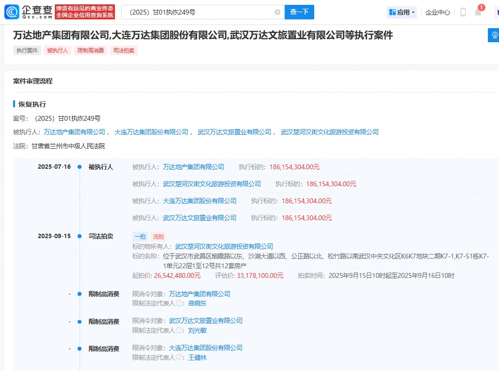 王健林被限制高消费