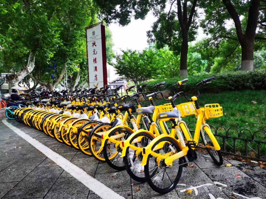 夫子庙周边非机动车有序入框停放（秦淮区城管局供图）