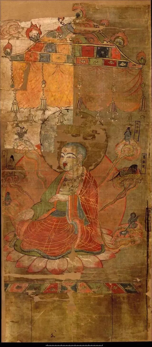 敦煌莫高窟出土 斯坦因敦煌绢画 唐代晚期 《地藏菩萨六道图》 大英博物馆藏