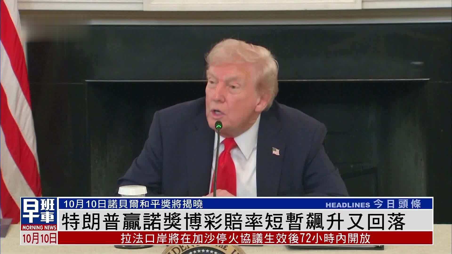 特朗普赢诺奖博彩赔率短暂飙升又回落