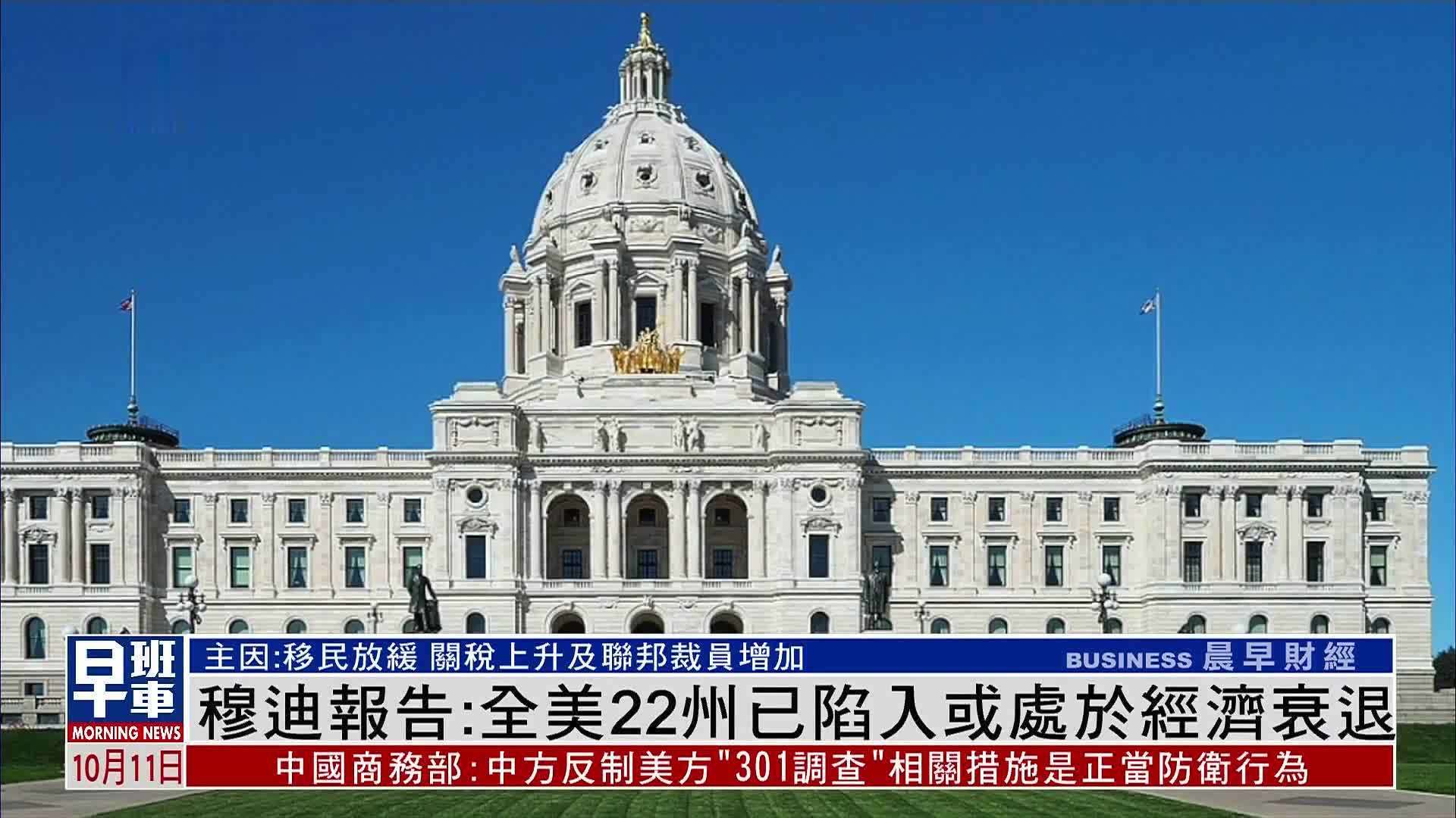 穆迪报告：全美22州已陷入或处于经济衰退