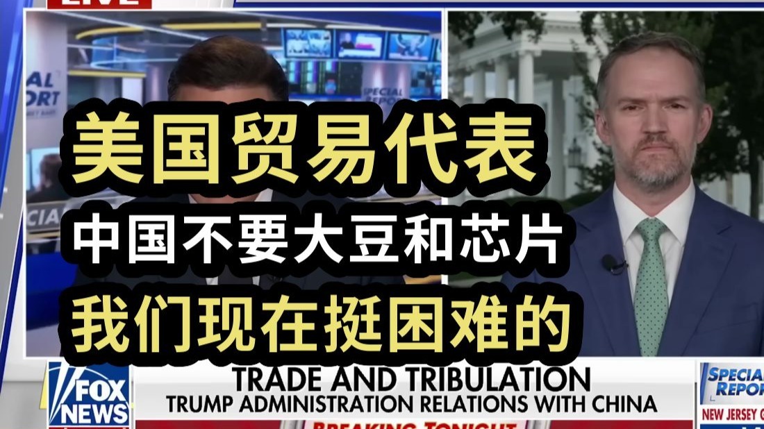 【Fox】美国贸易代表：中国不要我们的大豆和芯片，我们现在挺困难的