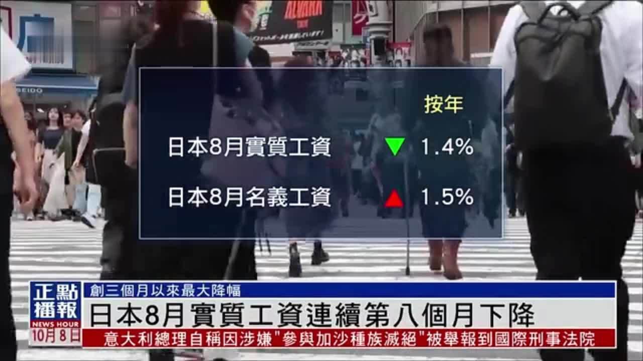日本8月实质工资连续第八个月下降