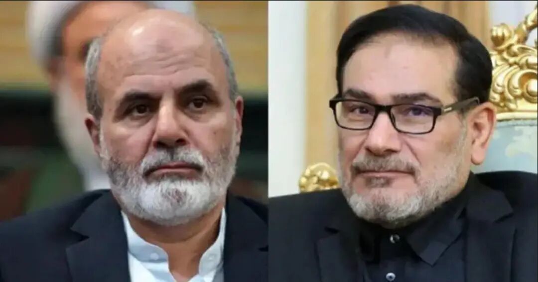 伊朗国防委员会成员中直属最高领袖的两位代表,沙姆哈尼(右)及阿克巴尔·艾哈迈迪安(左),两人均同最高领袖哈梅内伊关系匪浅。(图源:伊通社)