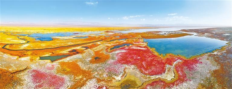 阿克塞县阿伊纳乡境内的苏干湖草原湿地美景如画　新甘肃·甘肃日报通讯员　高宏善