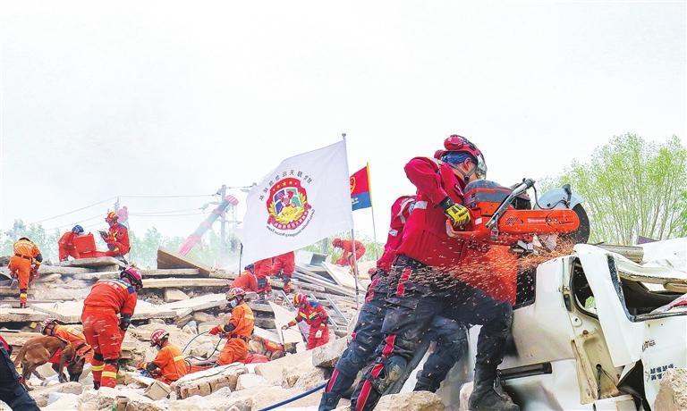 “陇原砺剑·2023”抗震救灾实战演习现场　资料图
