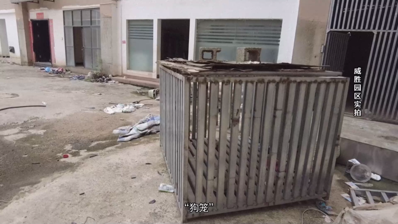 图为魏家犯罪集团威胜园区内关押电诈人员的“狗笼”。(公安部供图)