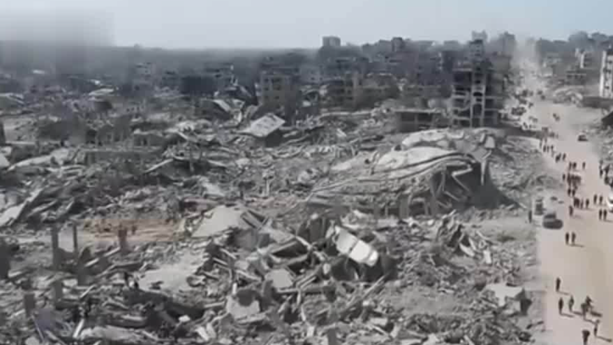 加沙战后满目疮痍，九成地区化为焦土
