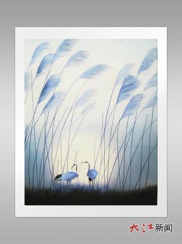 杜梅国画写意绣作品。