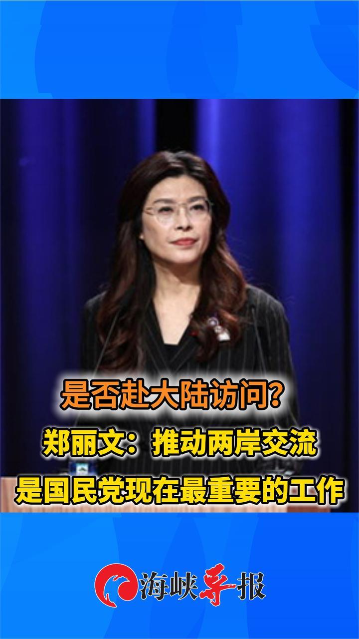 郑丽文谈是否赴大陆访问：推动两岸交流是国民党现在最重要的工作