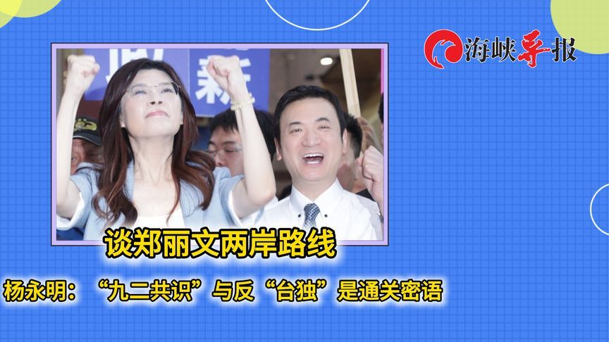 谈郑丽文两岸路线 杨永明：“九二共识”与反“台独”是通关密语