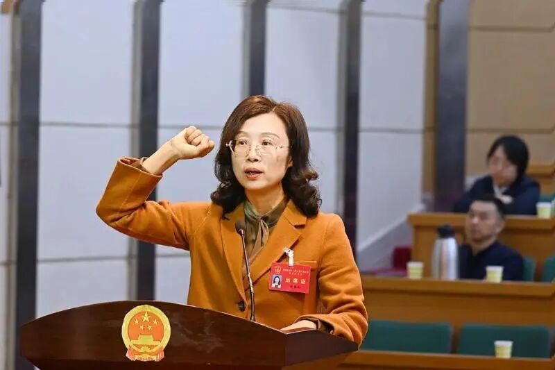 新当选镜湖区区长褚亚红宣誓。图源镜湖区政府网站