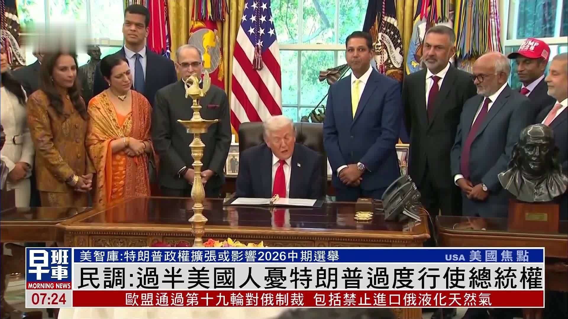 民调：过半美国人忧特朗普过度行使总统权