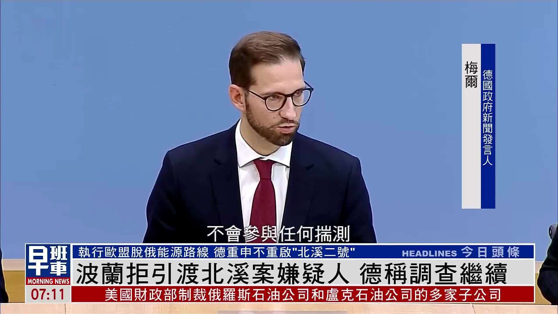 波兰拒引渡北溪案嫌疑人 德国称调查继续